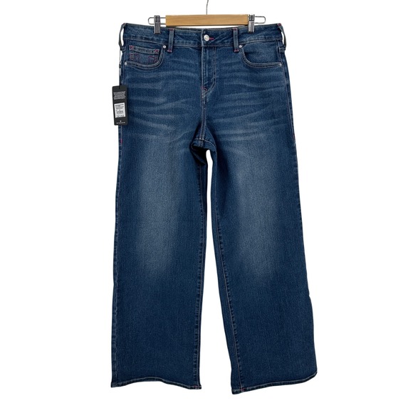 $164 NWT True Religion Bobbi Low Slung Baggy Medium Wash Jeans Pink Stitch 30 - Picture 7 of 15